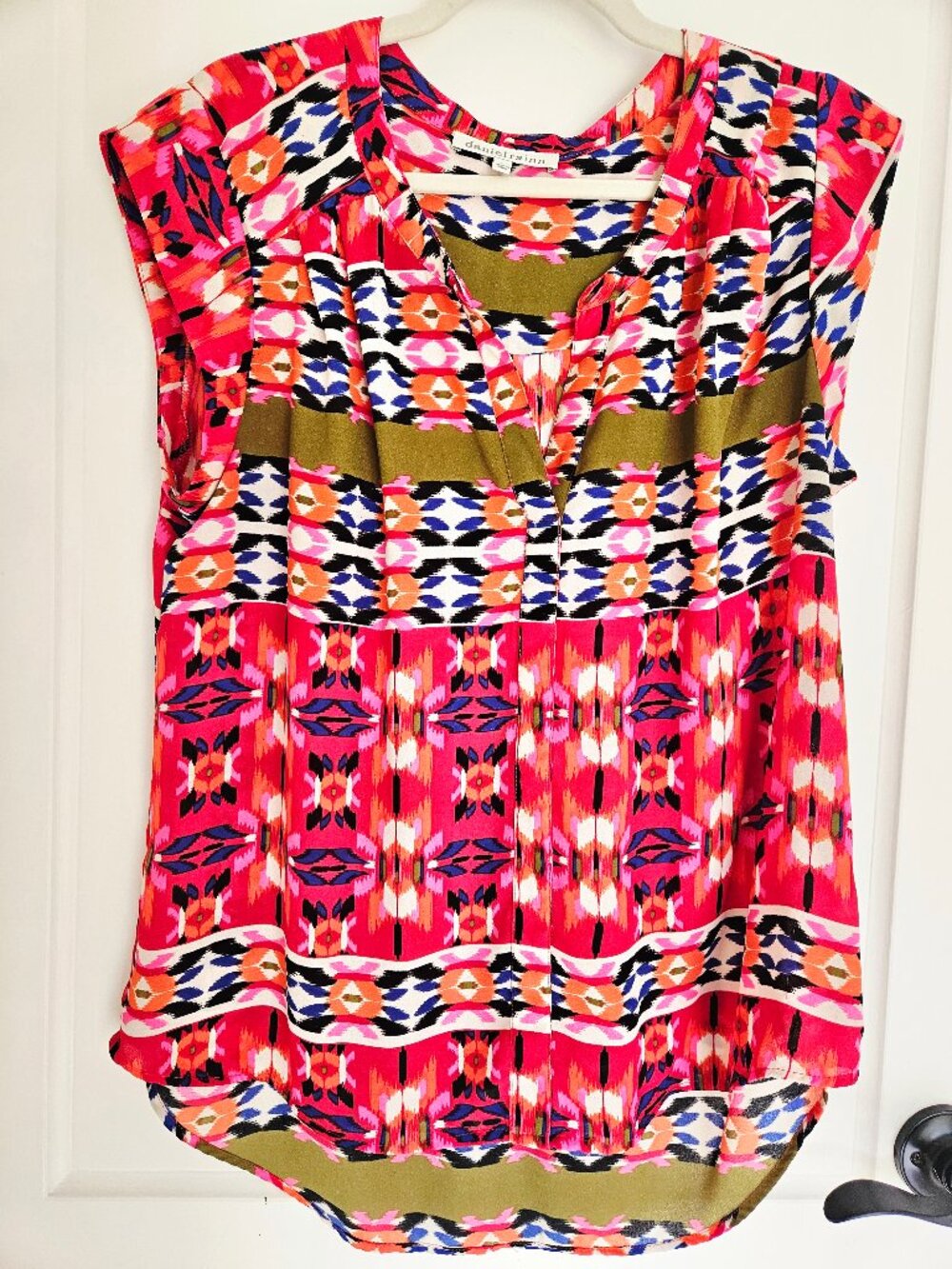 Daniel Rainn Women's Summer Blouse Vibrant Colors Top Size L